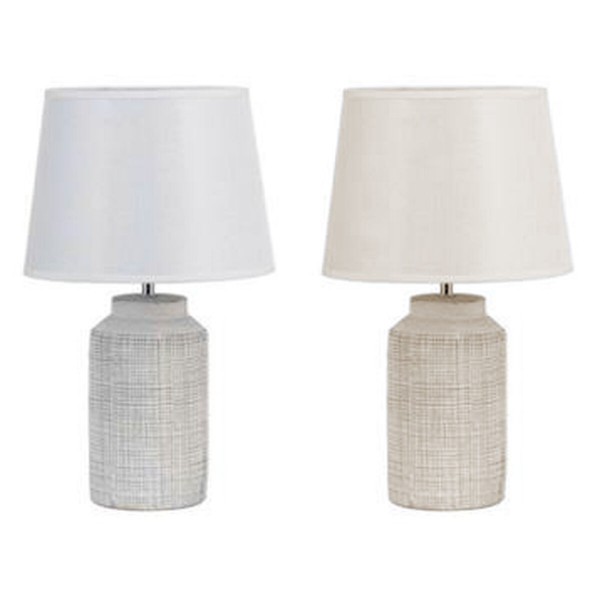 Επιτραπέζιο Φωτιστικό DKD Home Decor Κεραμικά Μπεζ Ύφασμα πολυεστέρας Λευκό Πήλινα 220 V 50 W Σύγχρονη (x2) (25 x 25 x 41 cm)