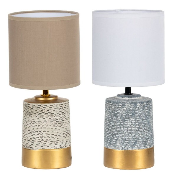 Επιτραπέζιο Φωτιστικό DKD Home Decor Κεραμικά Μπλε Χρυσό Καφέ Ύφασμα πολυεστέρας Λευκό Πήλινα 220 V 50 W Σύγχρονη (15 x 15 x 32.
