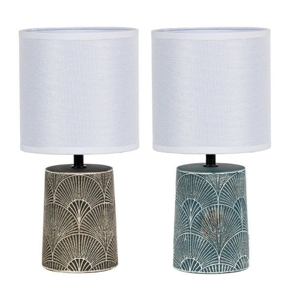 Επιτραπέζιο Φωτιστικό DKD Home Decor Κεραμικά Γκρι Καφέ Ύφασμα πολυεστέρας Λευκό Πράσινο Πήλινα 220 V 50 W Σύγχρονη (15 x 15 x 3