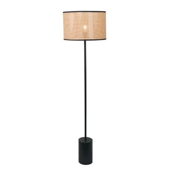 Φωτιστικό Δαπέδου DKD Home Decor Μαύρο Μέταλλο λινό Ανοιχτό καφέ (41 x 41 x 152 cm)