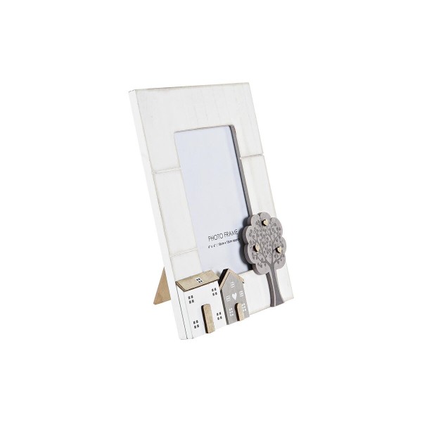Κορνίζα DKD Home Decor Σπίτια Λευκό Ξύλο MDF (17 x 1,5 x 22 cm)