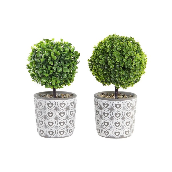 Διακοσμητικό Φυτό DKD Home Decor Γκρι Πράσινο Ρητίνη PE (10,5 x 10,5 x 25 cm) (x2)