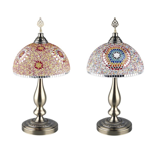 Επιτραπέζιο Φωτιστικό DKD Home Decor Κρυστάλλινο Μωσαϊκό Μέταλλο Πολύχρωμο Άραβας (30 x 30 x 46 cm) (x2)