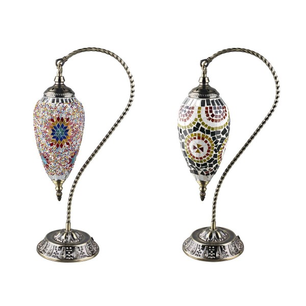 Επιτραπέζιο Φωτιστικό DKD Home Decor Κρυστάλλινο Μωσαϊκό Μέταλλο Πολύχρωμο Άραβας (25 x 17 x 55 cm) (x2)