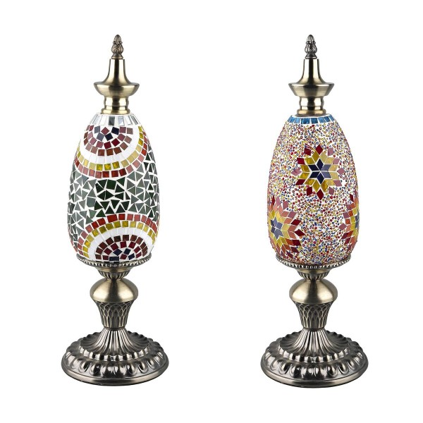 Επιτραπέζιο Φωτιστικό DKD Home Decor Κρυστάλλινο Μωσαϊκό Μέταλλο Πολύχρωμο Άραβας (x2) (15 x 15 x 46 cm)
