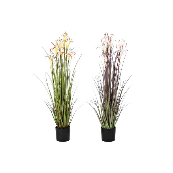 Διακοσμητικό Φυτό DKD Home Decor Μέταλλο Πορτοκαλί Βουργουνδίας PVC Κρίνα (25 x 25 x 88 cm) (x2)