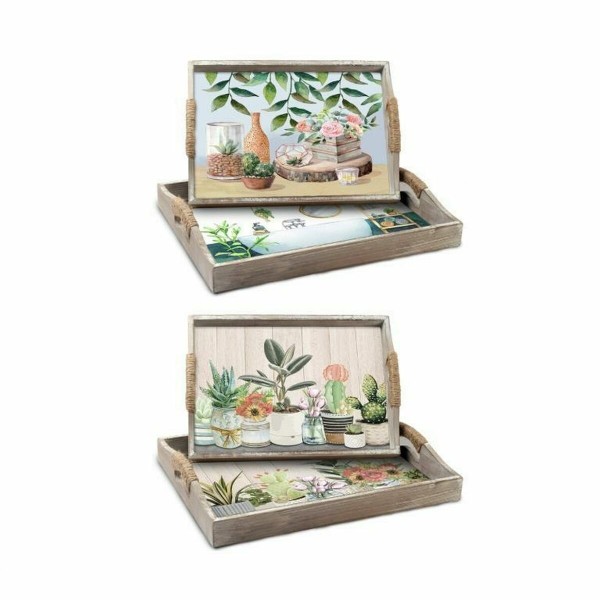 Σετ Δίσκων DKD Home Decor 40 x 30 x 6 cm Ξύλο MDF (x2)
