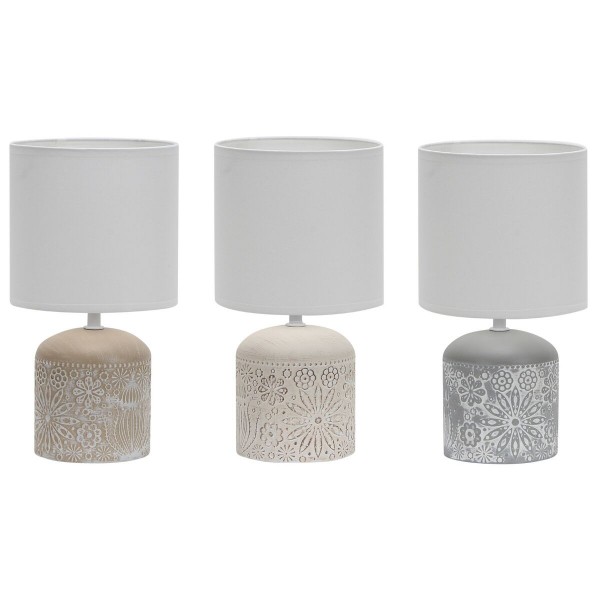 Επιτραπέζιο Φωτιστικό DKD Home Decor 25W Κεραμικά Γκρι Μπεζ Καφέ πολυεστέρας Πήλινα 220 V (16 x 16 x 30 cm) (3 Μονάδες)