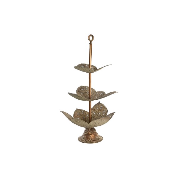 Δίσκος DKD Home Decor Φύλλο Χρυσό Μέταλλο Τροπικό (42 x 42 x 80 cm)