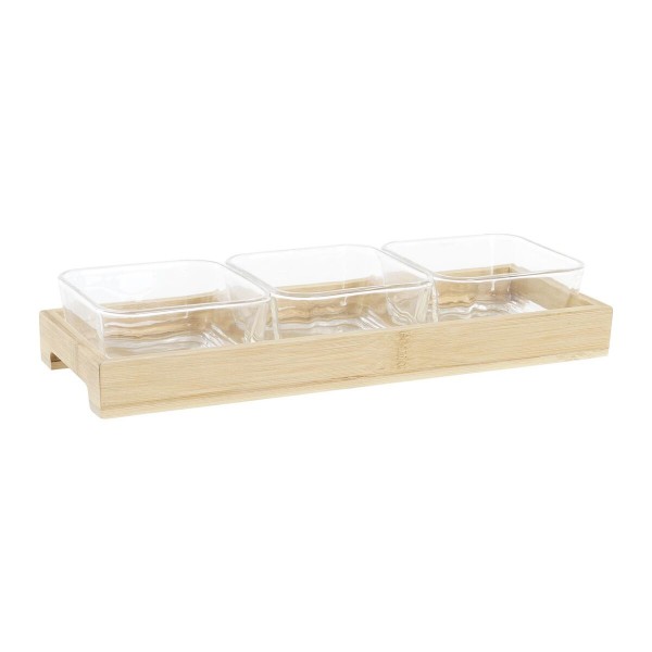 Δίσκος για σνακ DKD Home Decor 31,5 x 11 x 6 cm Κρυστάλλινο Φυσικό 280 ml