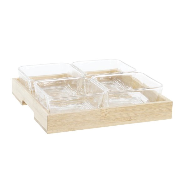 Δίσκος για σνακ DKD Home Decor 21 x 21 x 6 cm Κρυστάλλινο Φυσικό 280 ml