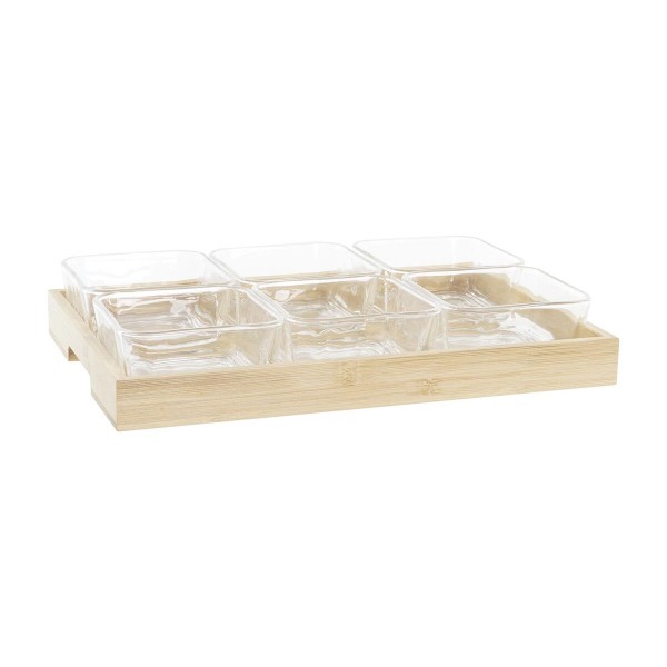 Δίσκος για σνακ DKD Home Decor 32 x 21 x 6 cm Κρυστάλλινο Φυσικό 280 ml