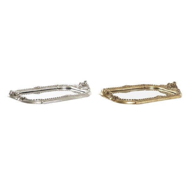 Δίσκος για σνακ DKD Home Decor 40,5 x 23,5 x 4,5 cm Καθρέφτης Ασημί Χρυσό Ρητίνη (x2)