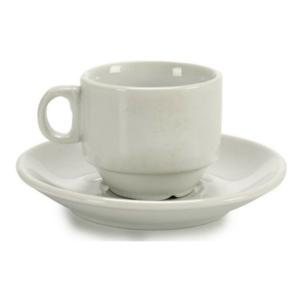 Σετ Κούπες Καφέ Λευκό Πορσελάνη (11,8 x 1,6 x 11,8 cm) (12 Τεμάχια) (12 Kopper)