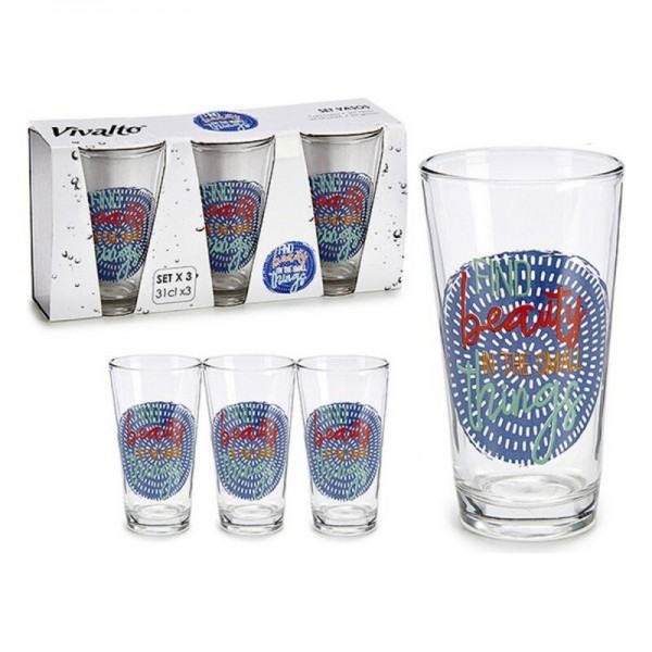 Σετ ποτηριών Vivalto 31 cl Διαφανές Γυαλί Κρυστάλλινο (310 ml) (3 Τεμάχια)