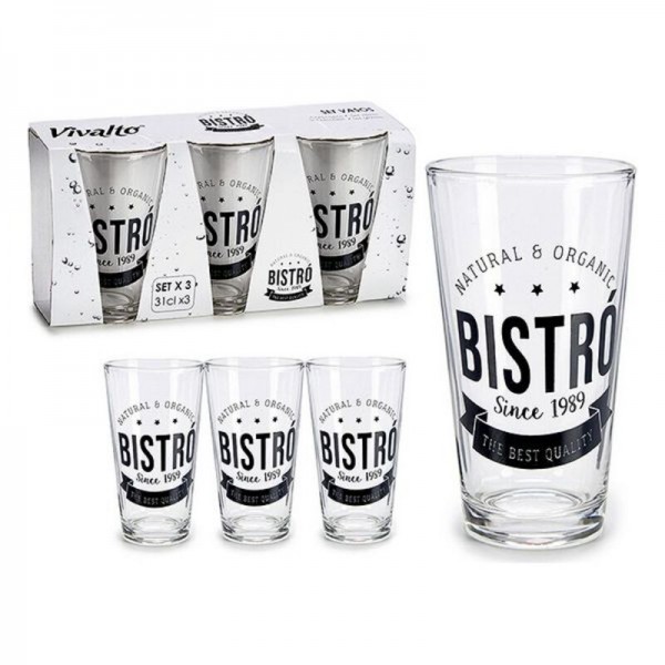 Σετ ποτηριών Vivalto 31 cl Διαφανές Γυαλί (310 ml) (3 Τεμάχια)