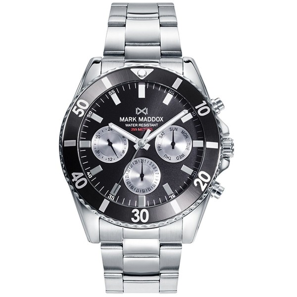 Ανδρικά Ρολόγια Mark Maddox HM0140-57 Μαύρο Ασημί (Ø 45 mm)