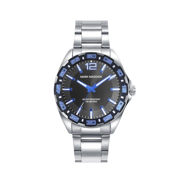 Ανδρικά Ρολόγια Mark Maddox HM0143-55 Μαύρο Ασημί (Ø 44 mm)