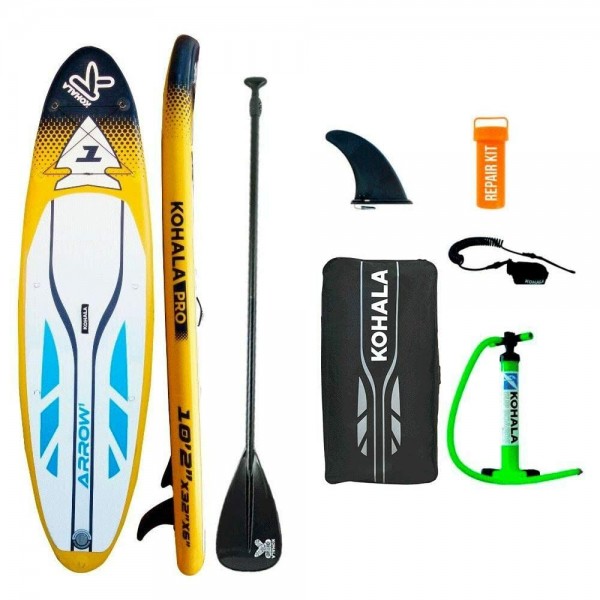 Φουσκωτή Κυματοσανίδα Paddle Surf με Αξεσουάρ Kohala Arrow 1 Κίτρινο (310 x 81 x 15 cm)