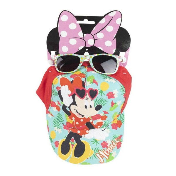 Σετ καπέλου και γυαλιών ηλίου Minnie Mouse Σκουφί Γυαλιά Ηλίου Τυρκουάζ (53 cm) (2 pcs)