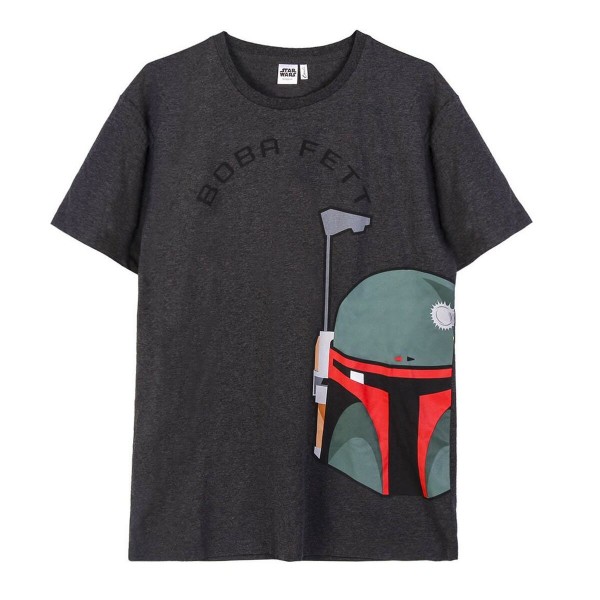 Ανδρική Μπλούζα με Κοντό Μανίκι Boba Fett Σκούρο γκρίζο