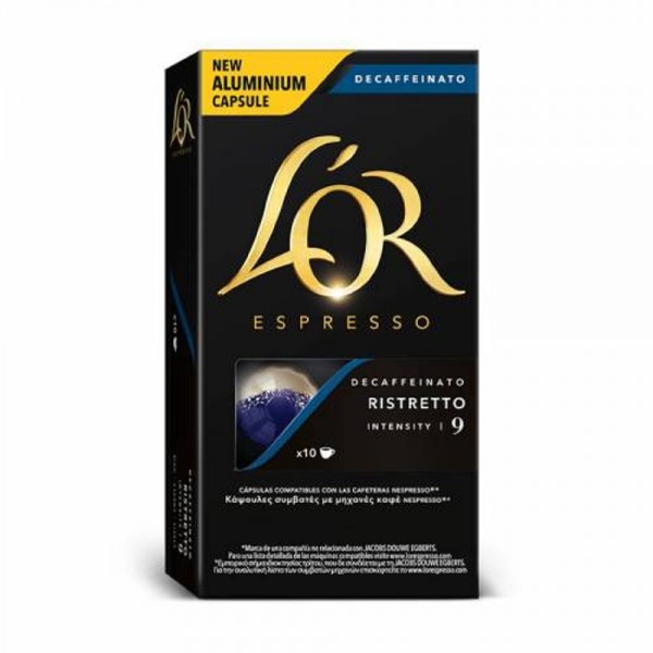 Κάψουλες για καφέ LOr Ristretto 9 Χωρίς καφεΐνη (10 uds)