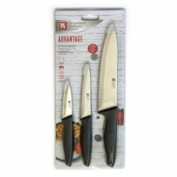 Σετ Μαχαιριών Richardson Sheffield Advantage 3 Τεμάχια Μαύρο Μέταλλο