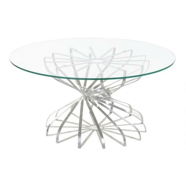 Τραπεζαρία DKD Home Decor Ασημί Κρυστάλλινο Σίδερο (81 x 81 x 38 cm)
