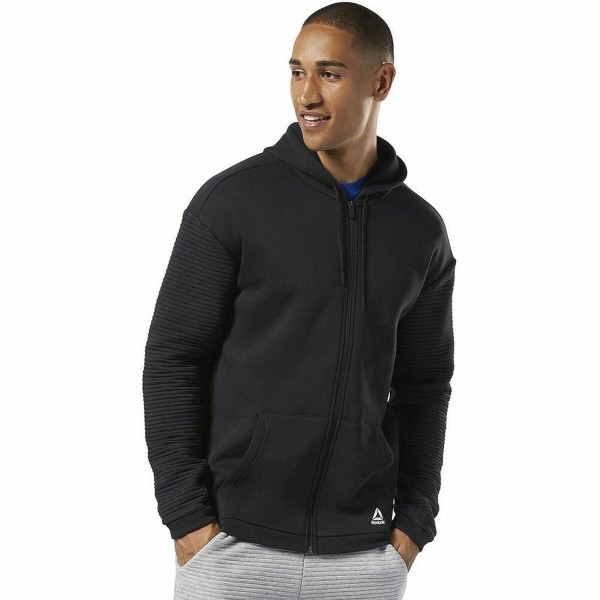 Ανδρικό Φούτερ με Κουκούλα και Φερμουάρ Reebok WOR FLEECE FZ HOOD EC0900 Μαύρο