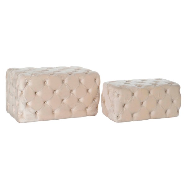 Σκαμπό DKD Home Decor   πολυεστέρας Βελούδο Κρεμ Ξύλο MDF (88 x 53 x 47,76 cm)