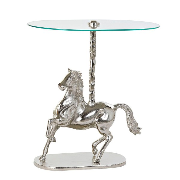 Βοηθητικό Τραπέζι DKD Home Decor Διαφανές Αλουμίνιο Κρυστάλλινο Ασημί Άλογο (54 x 39 x 57 cm)